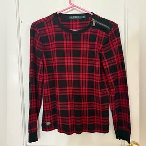 Ralph Lauren Black and Red Checkered Blouse